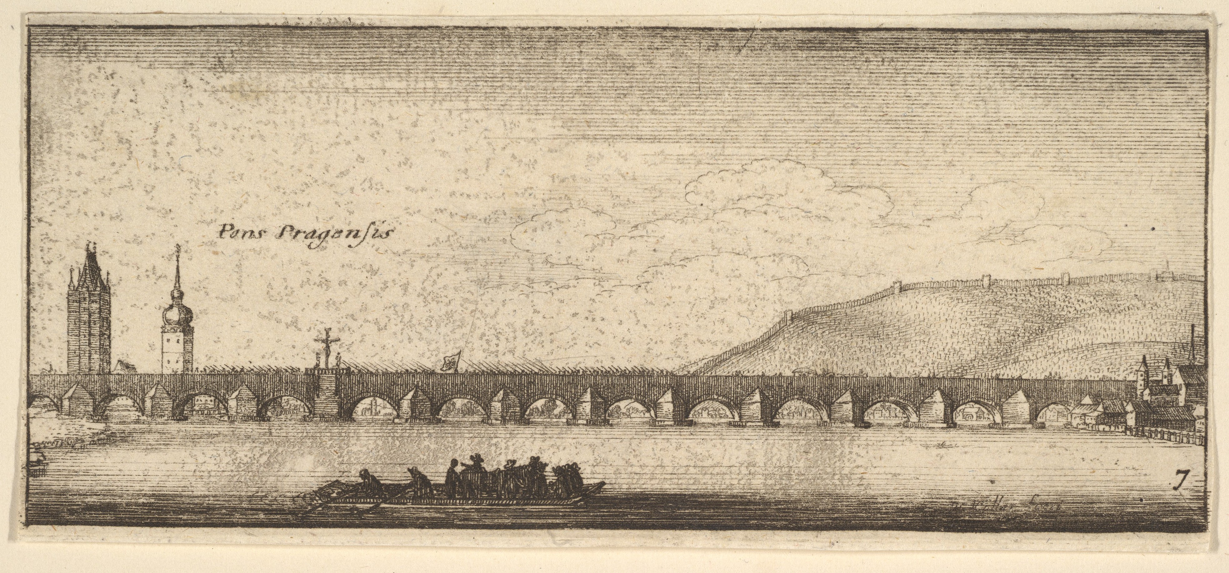 Prague Bridge Antique Engraving