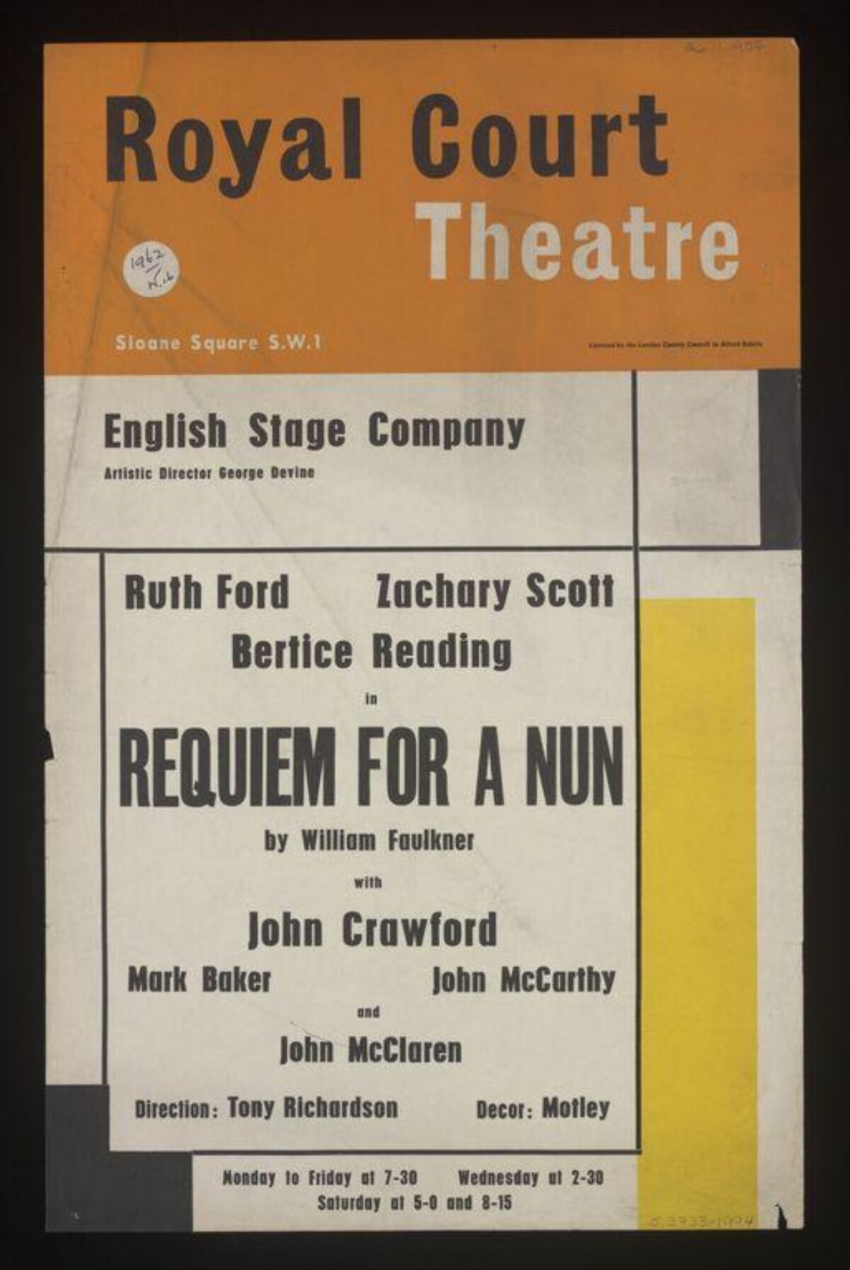 Royal Court Theatre Requiem For A Nun Poster