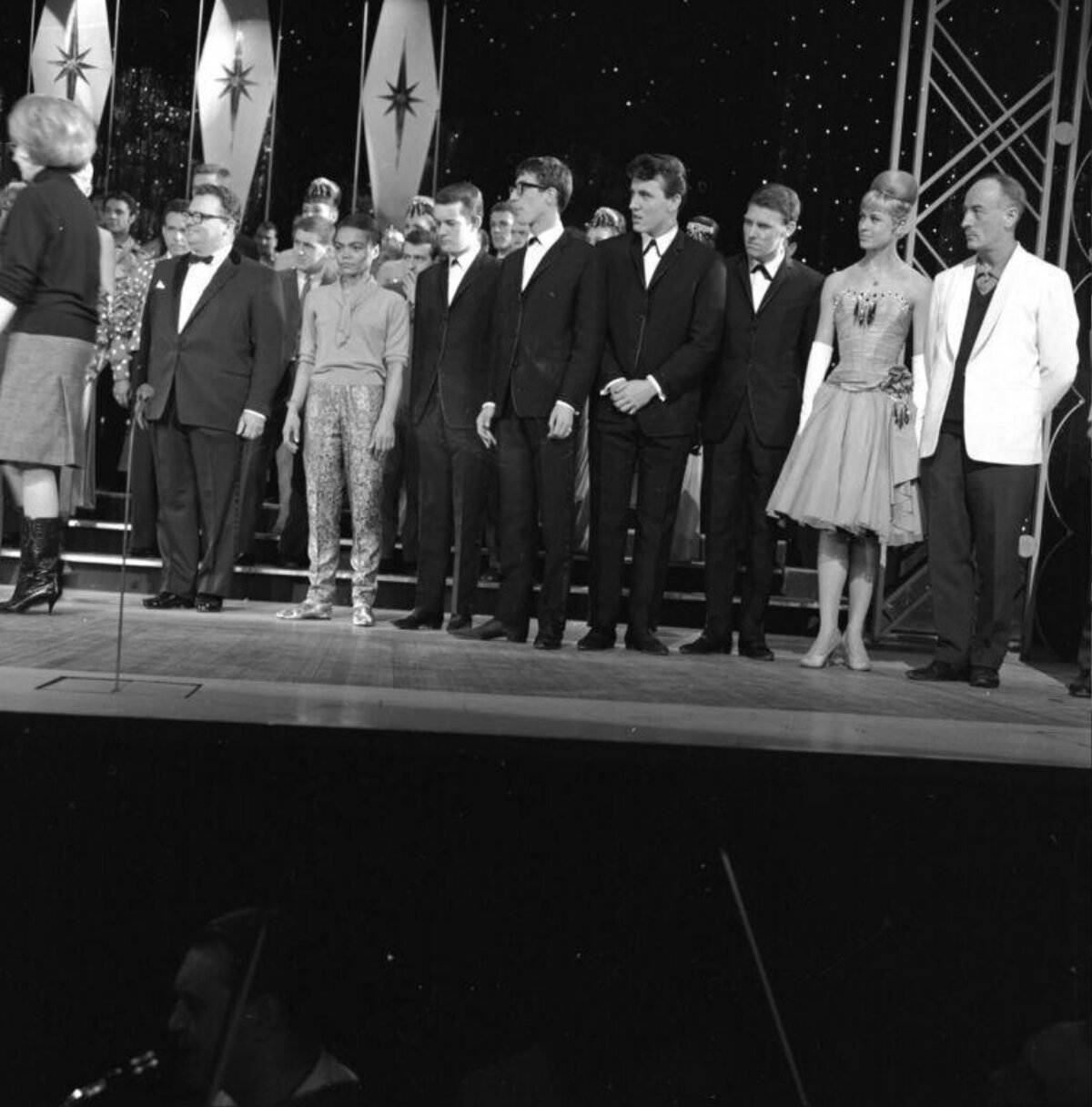 Contestants Lined Up on Vintage Stage