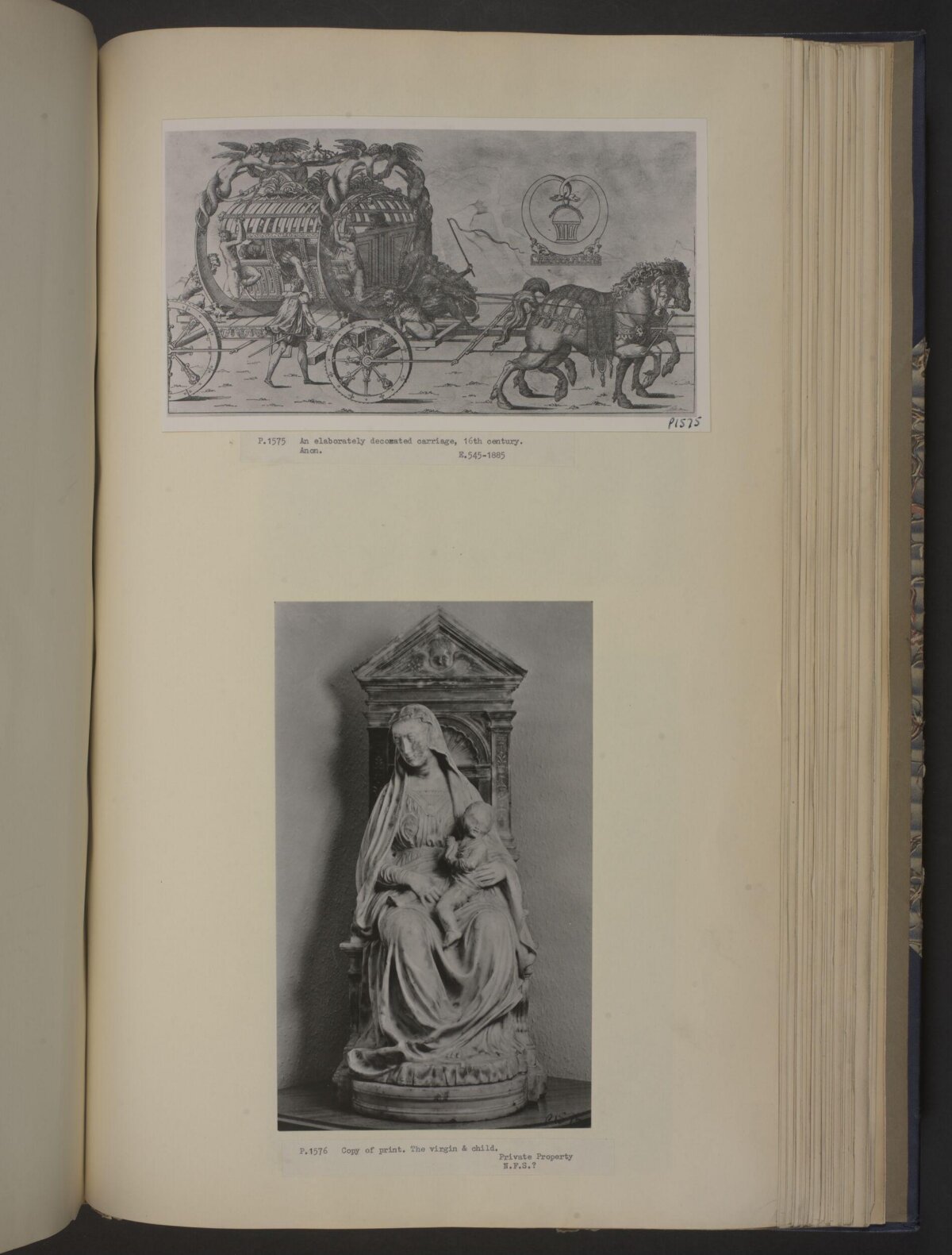 Open Album Page With Two Historical Artworks