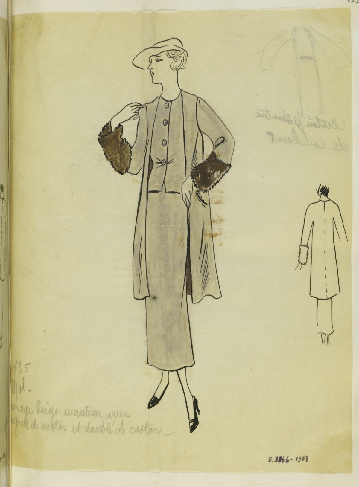 1930s Women's Fashion Design Sketch