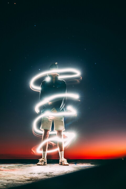 Night Spiral Light Painting Portrait