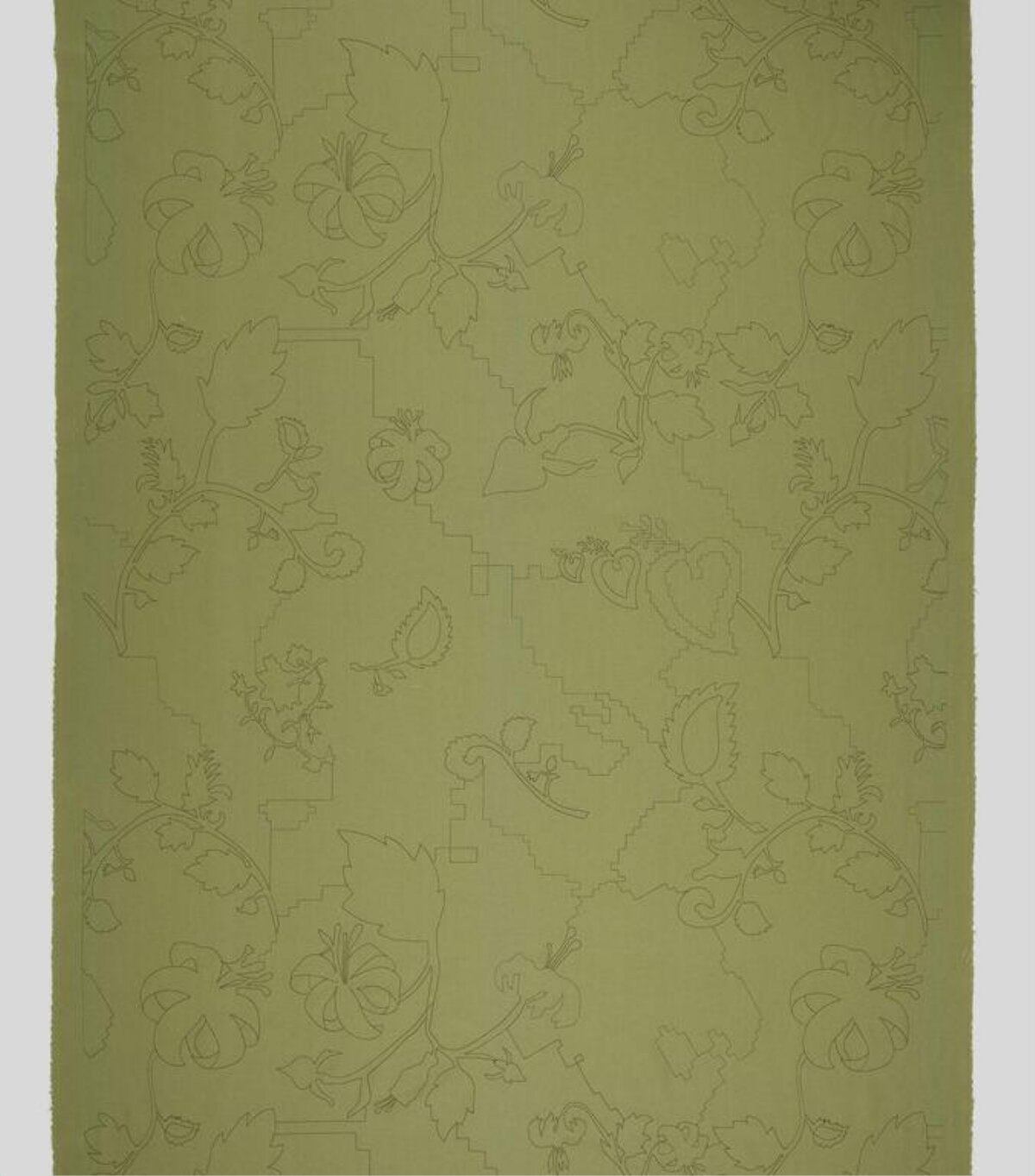 Olive Green Floral Line Pattern