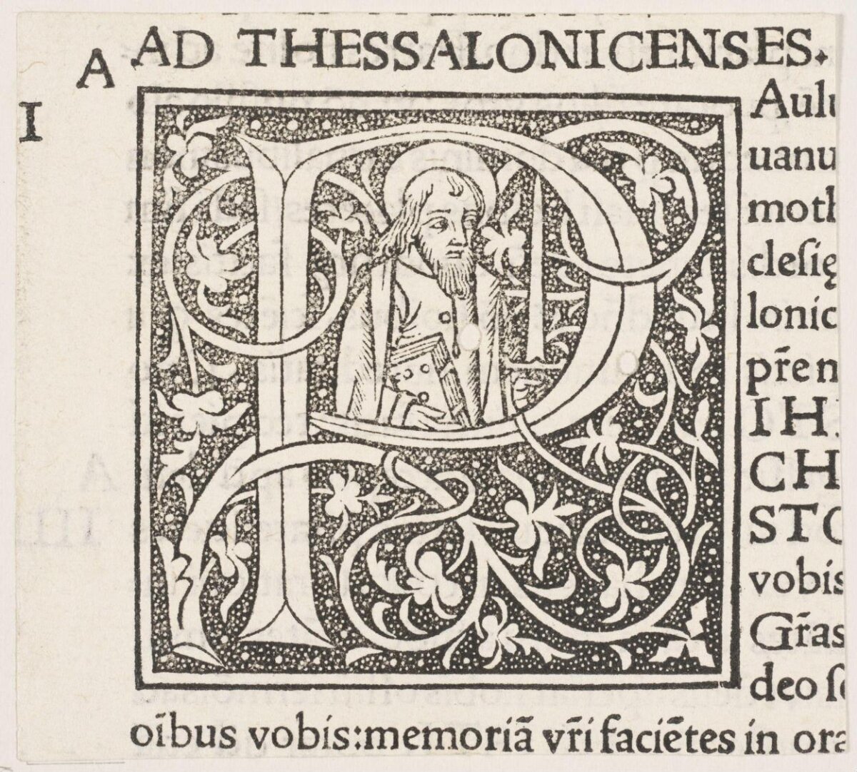 Medieval Illuminated Initial P Woodcut