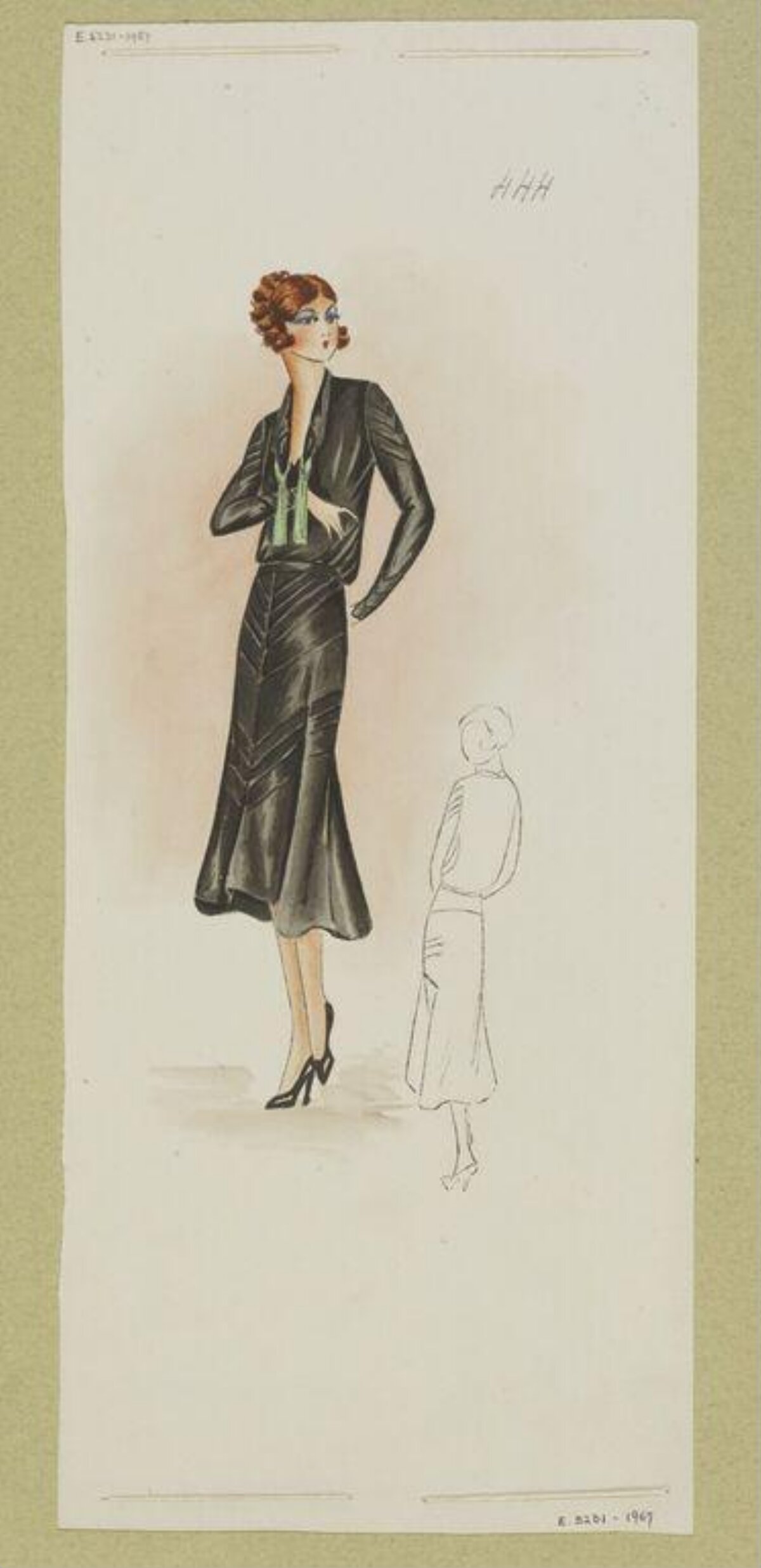 1920s Black Dress Fashion Sketch