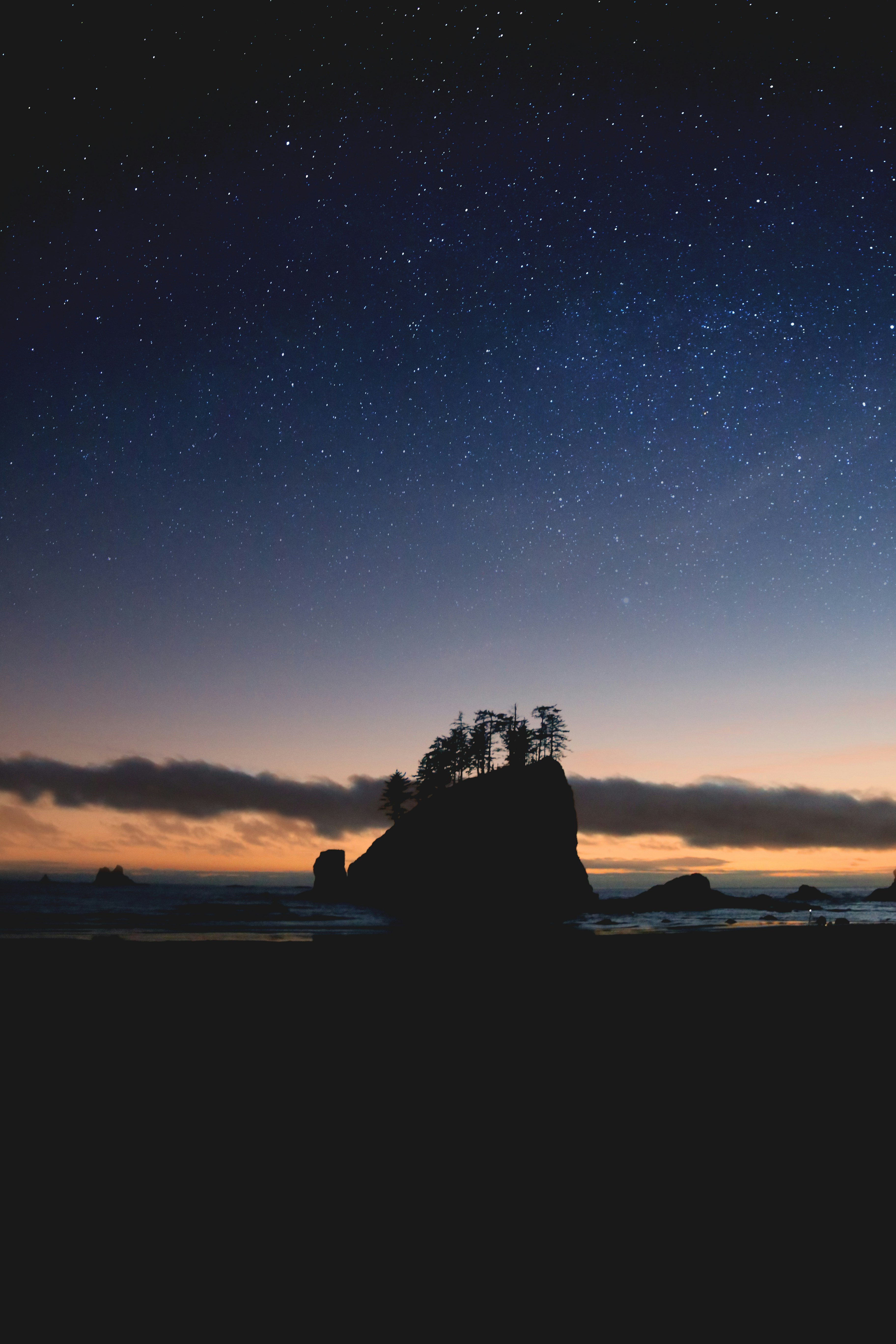 Coastal Sea Stack Under Starry Night