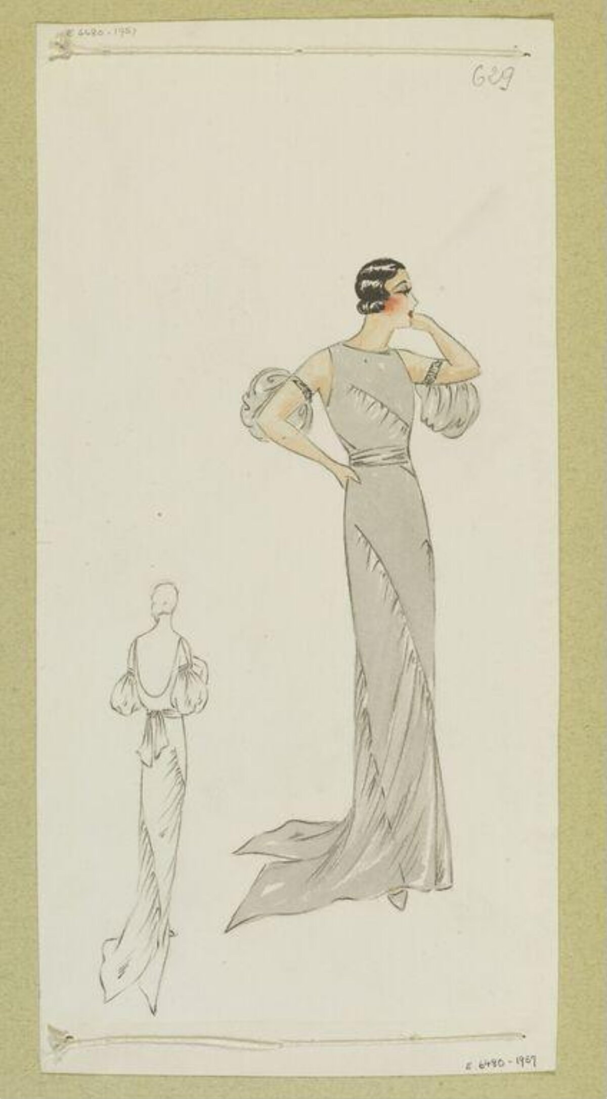 1930s Evening Gown Fashion Sketch