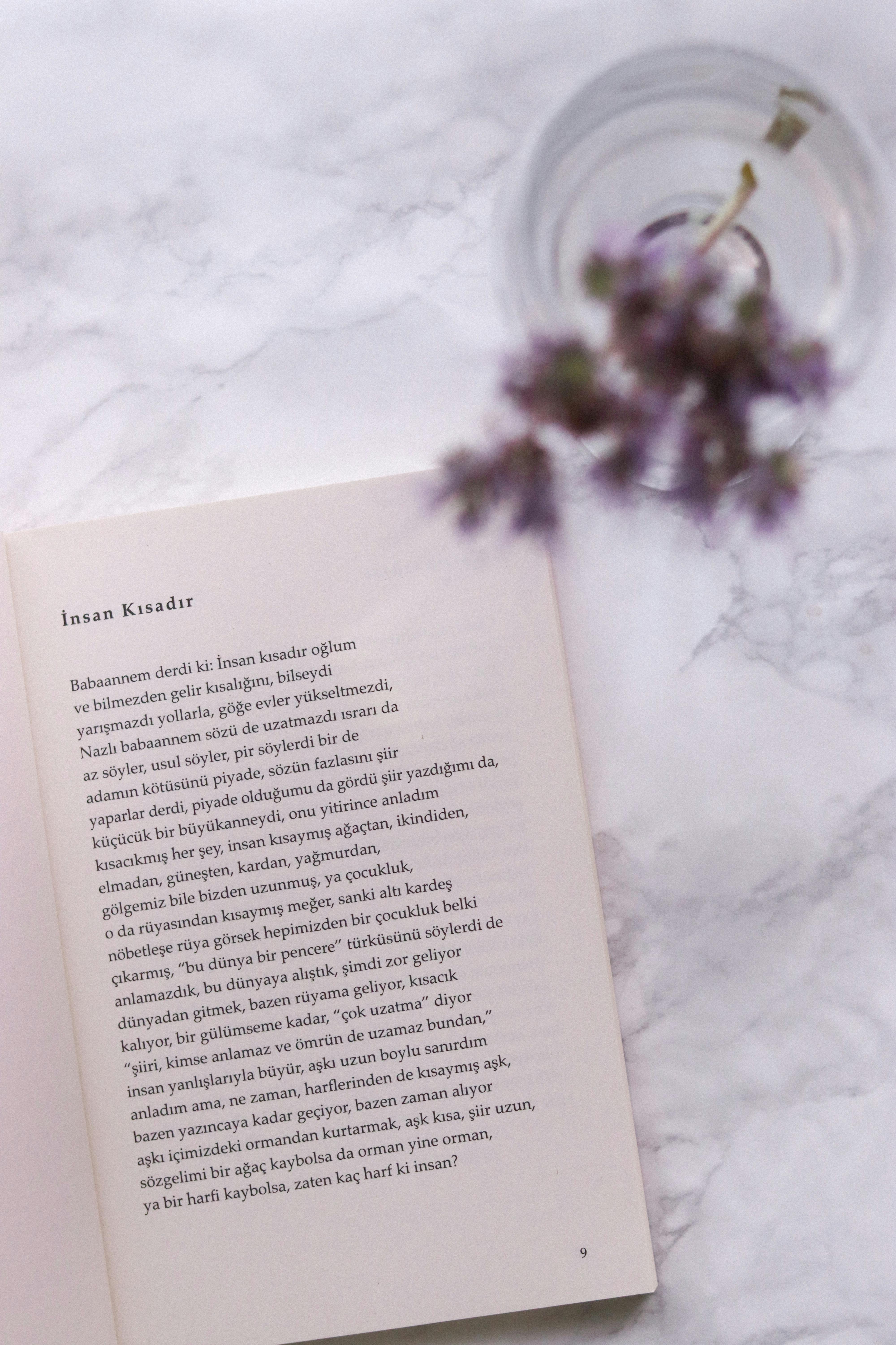 Open Book Page with Turkish Poem