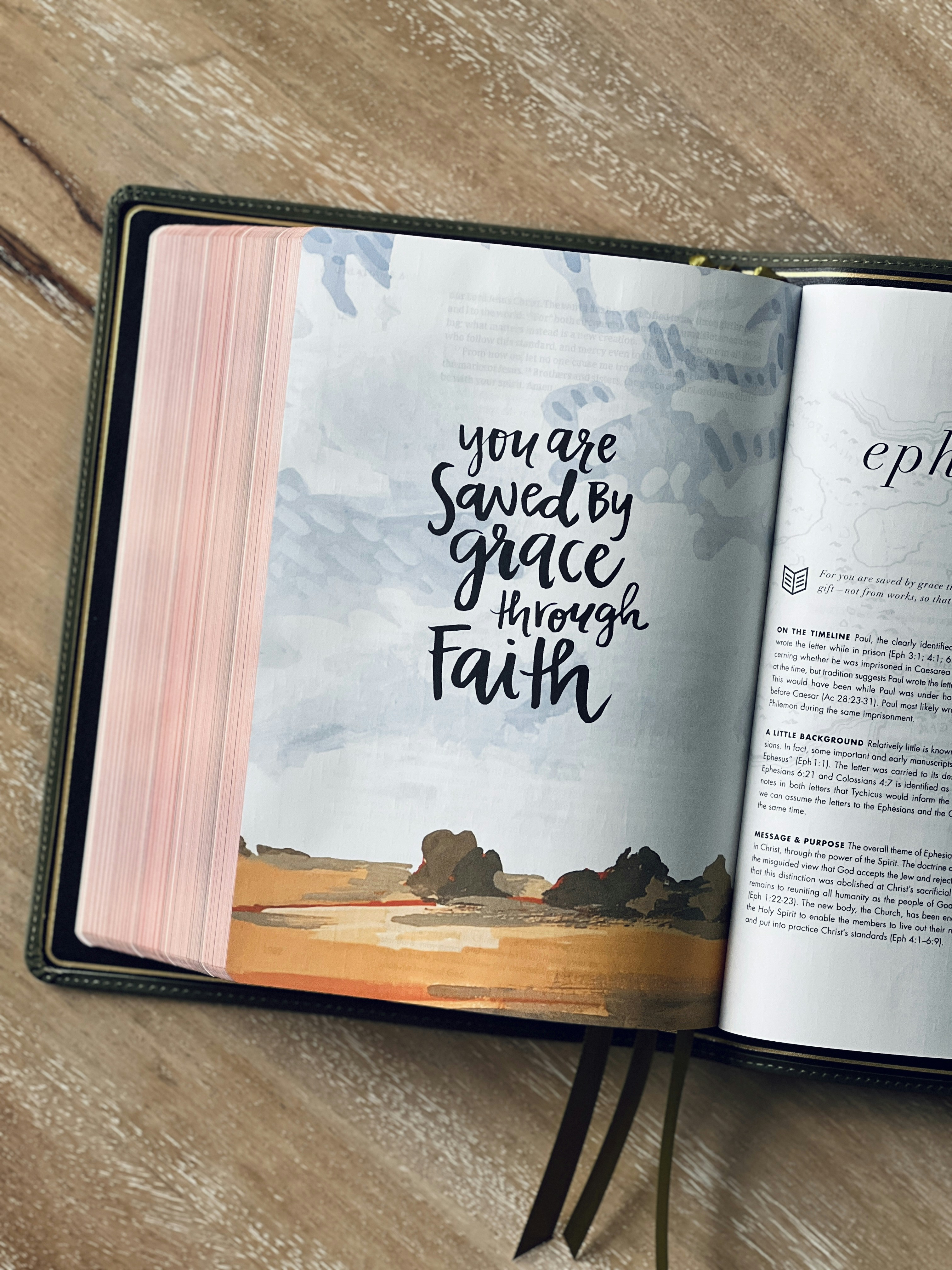 Open Bible With Saved By Grace Verse