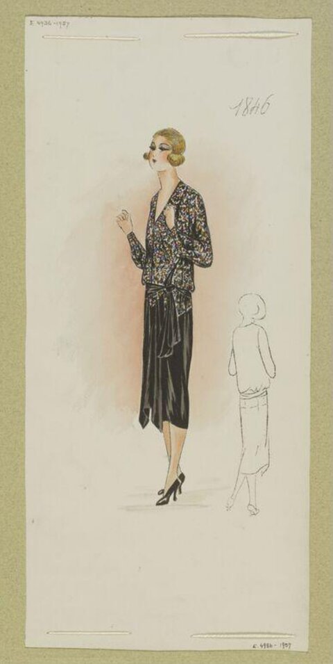 1920s Women's Fashion Design Sketch