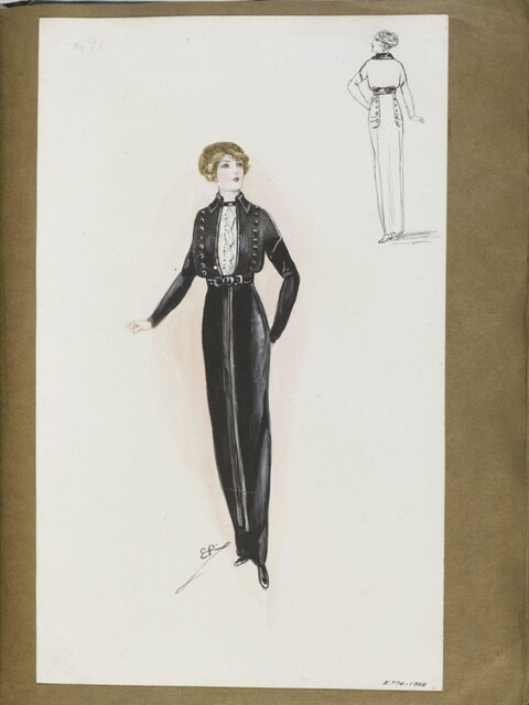 Vintage Black Dress Fashion Sketch