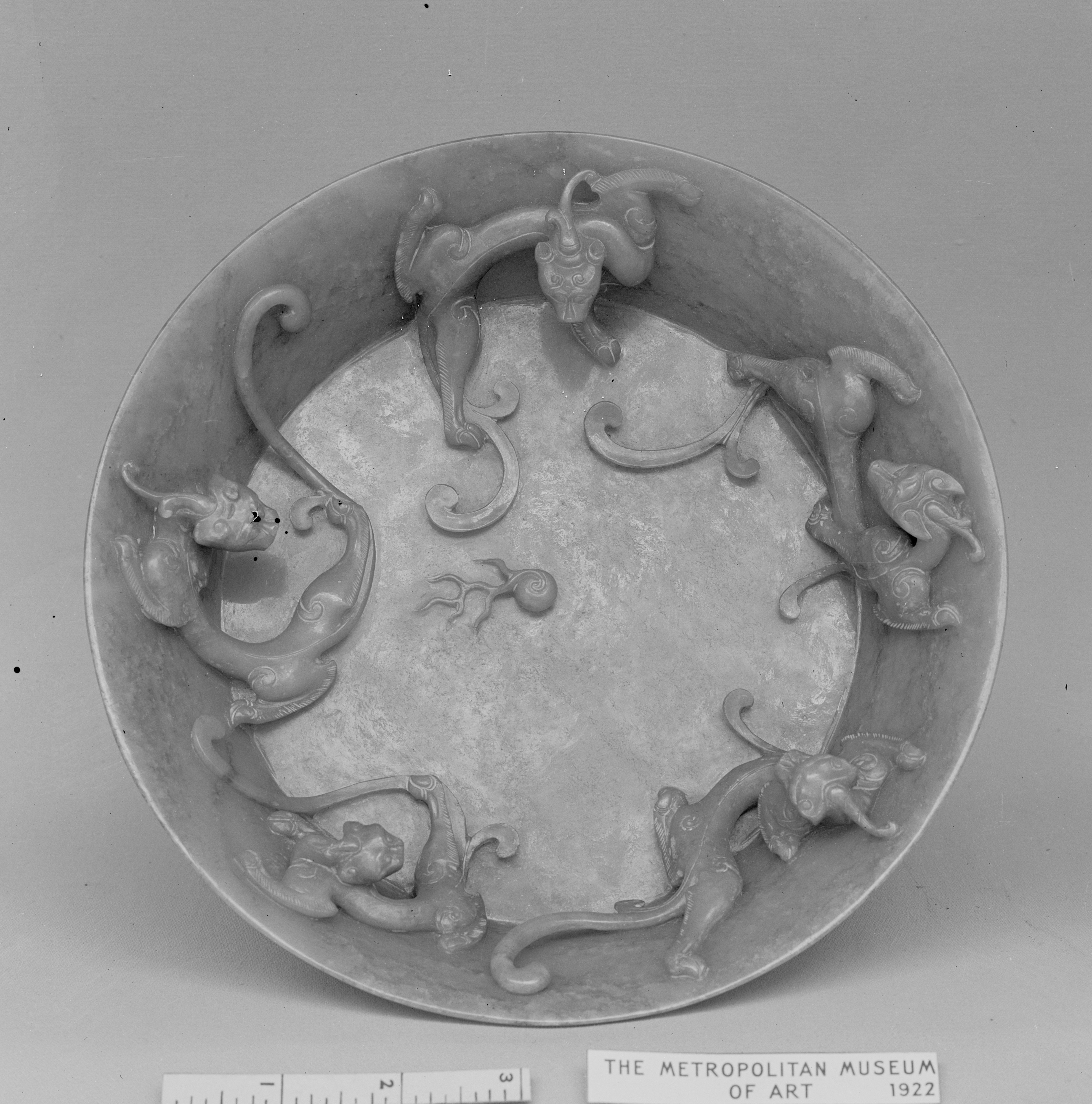 Ancient Carved Dragon Jade Bowl
