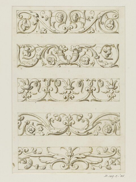 Five Ornamental Border Design Sketches