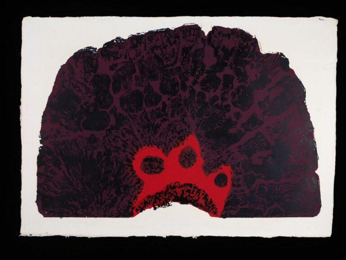Abstract Print with Red Crown