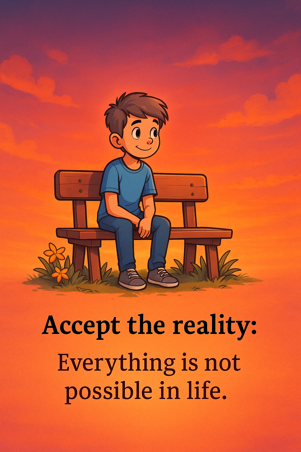 Boy on Bench With Life Quote