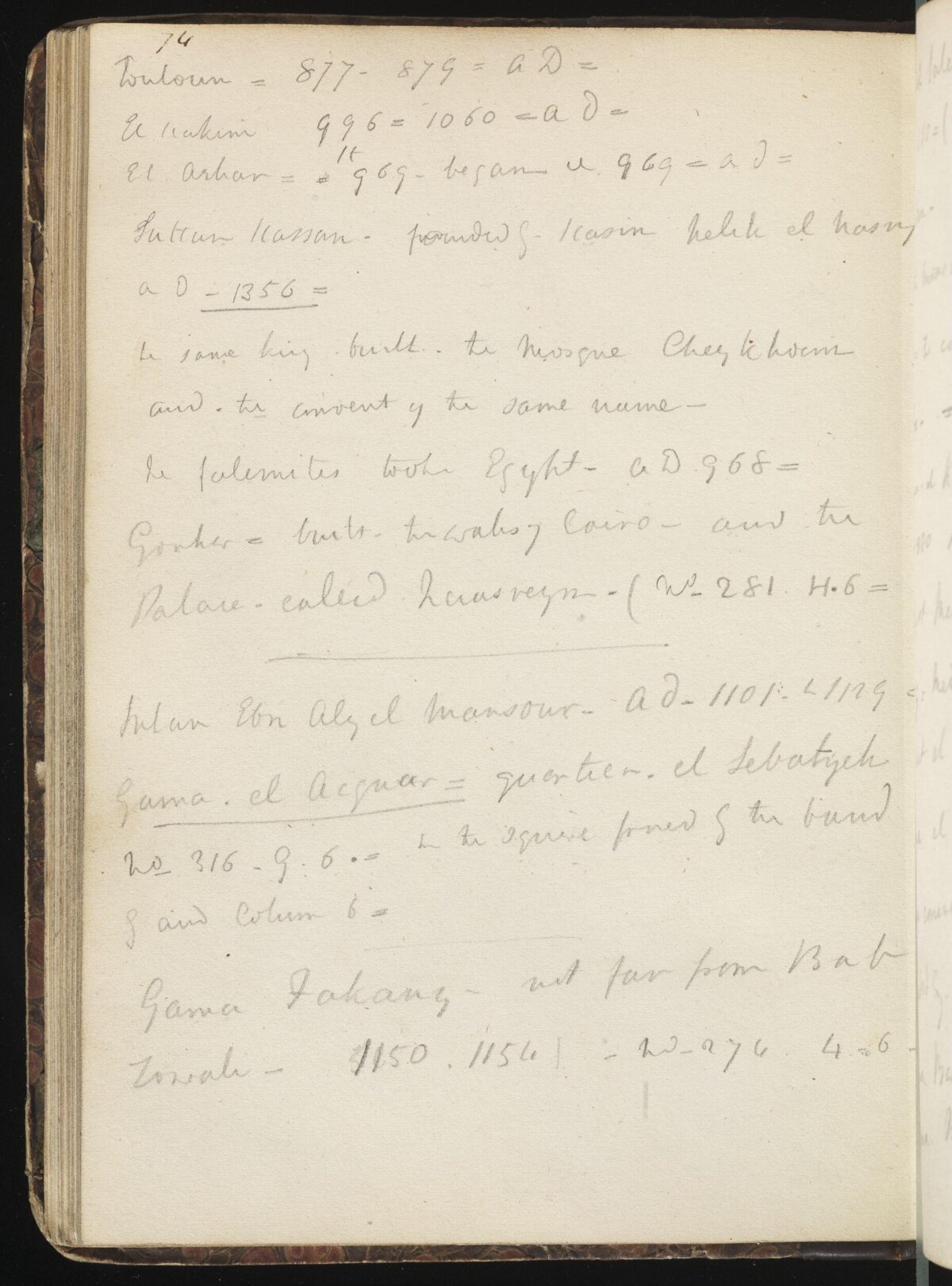Handwritten Notes on Antique Notebook Page