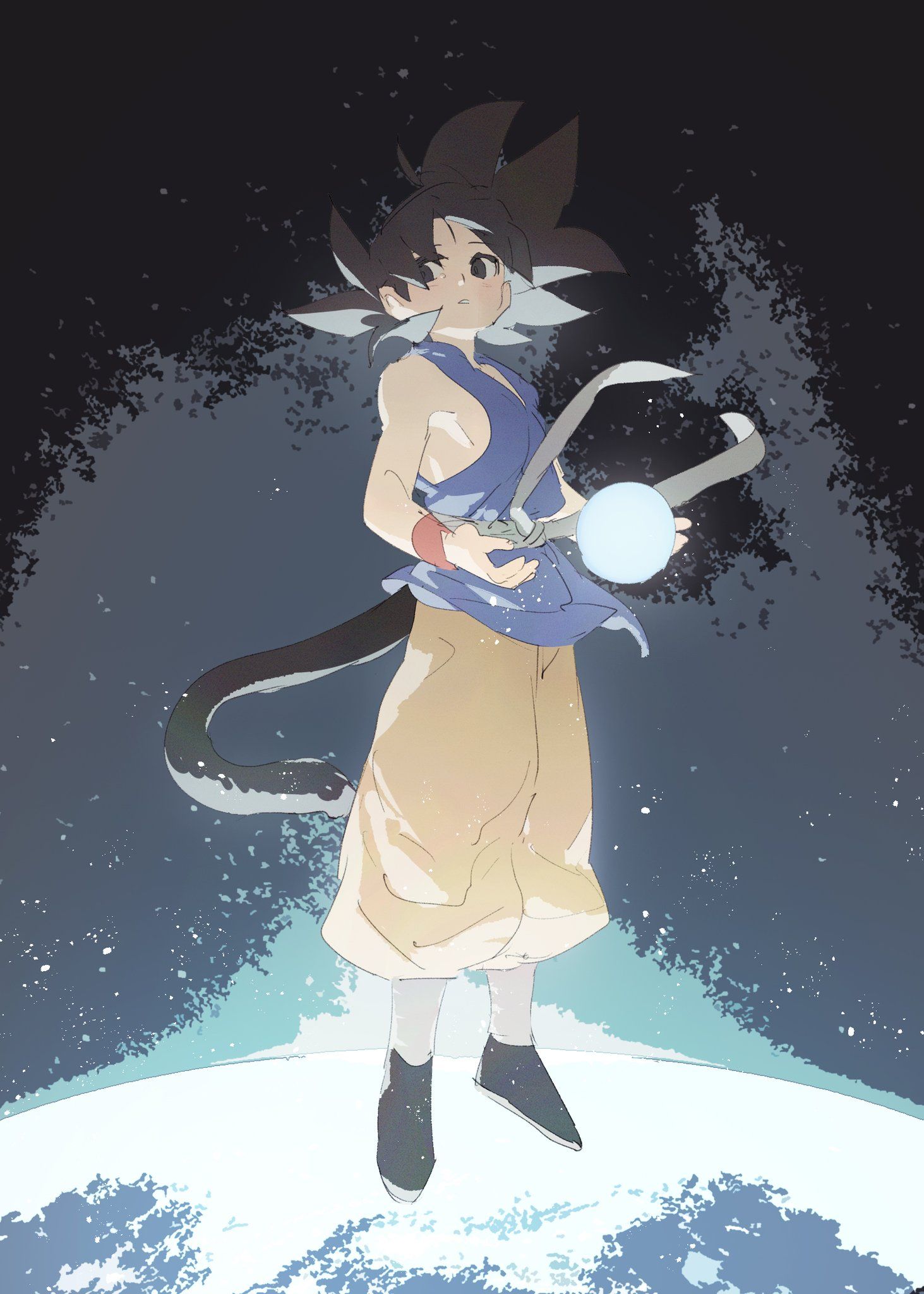 Kid Goku Holding Energy Sphere