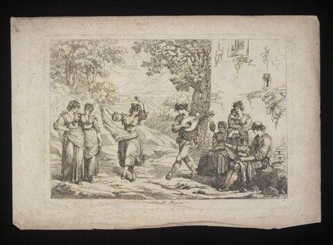 Outdoor Roman Folk Dance Engraving