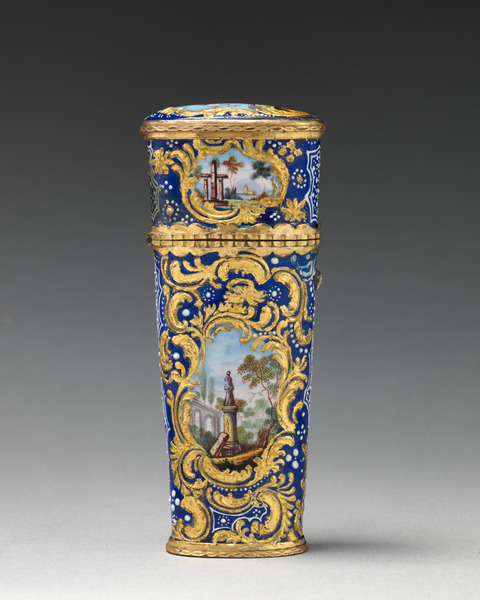 Antique Blue Enamel Gilt Decorative Case