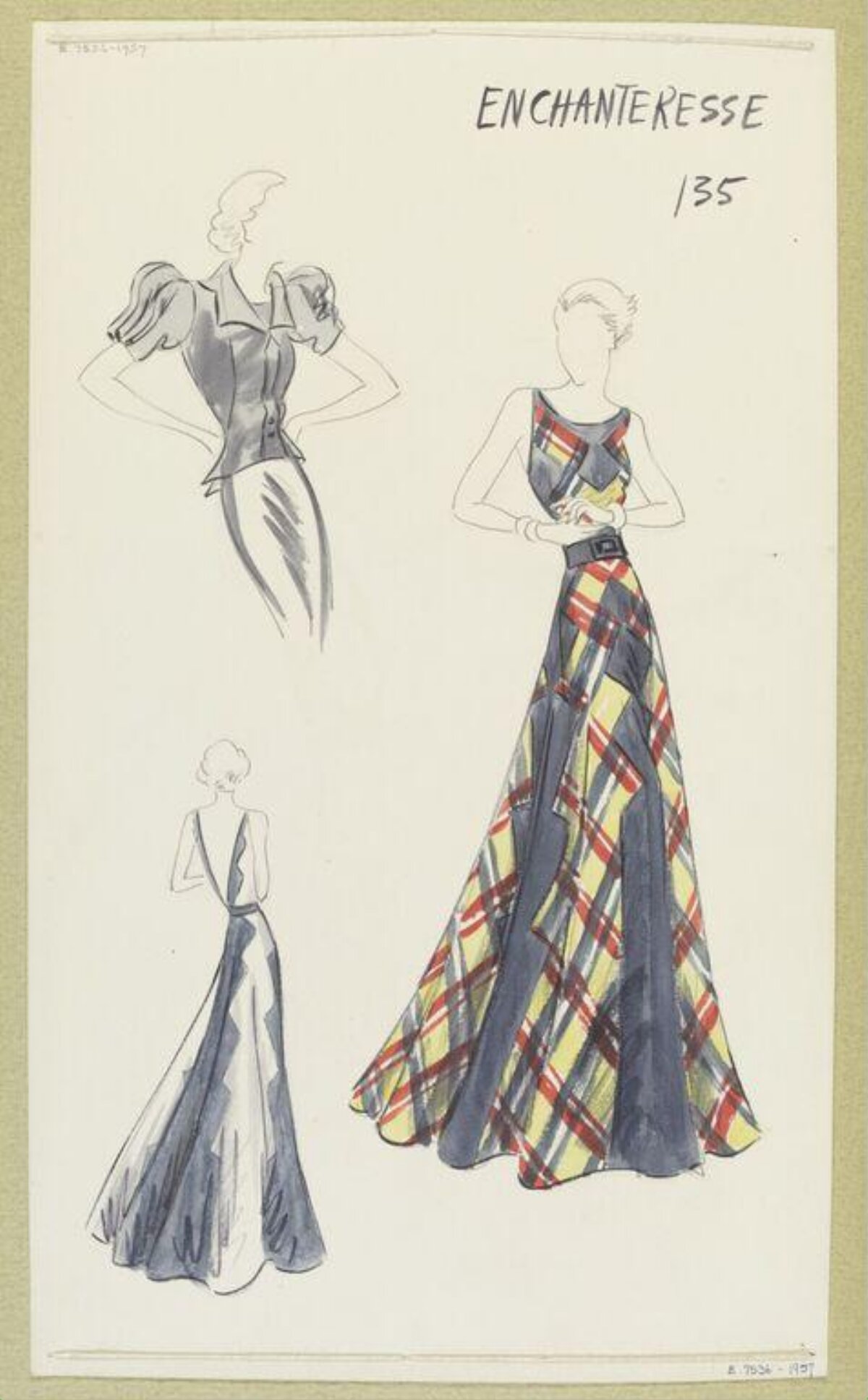 Vintage Dress Fashion Design Sketch