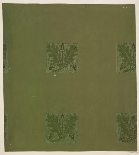 Green Oak Acorn Textile Pattern