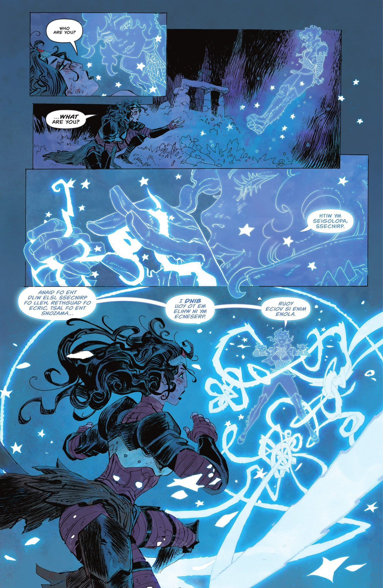 Fantasy Comic Glowing Spirit Encounter