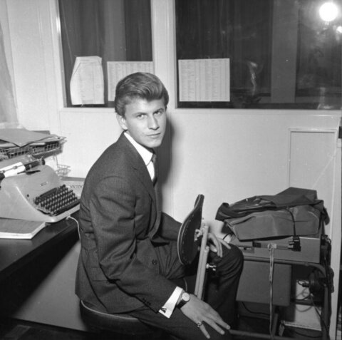 Young Man in Vintage Office