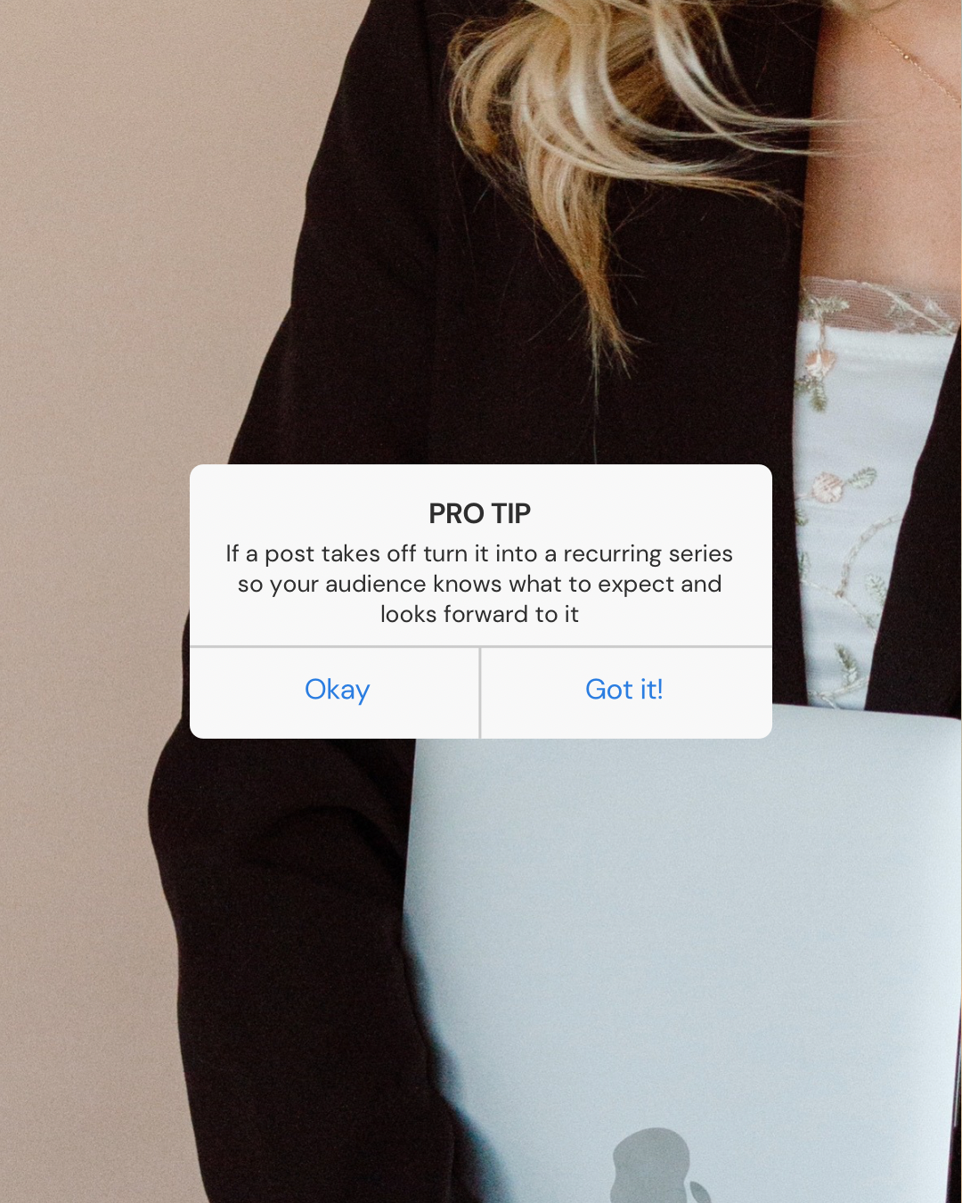 Content Creation Pro Tip Pop-up