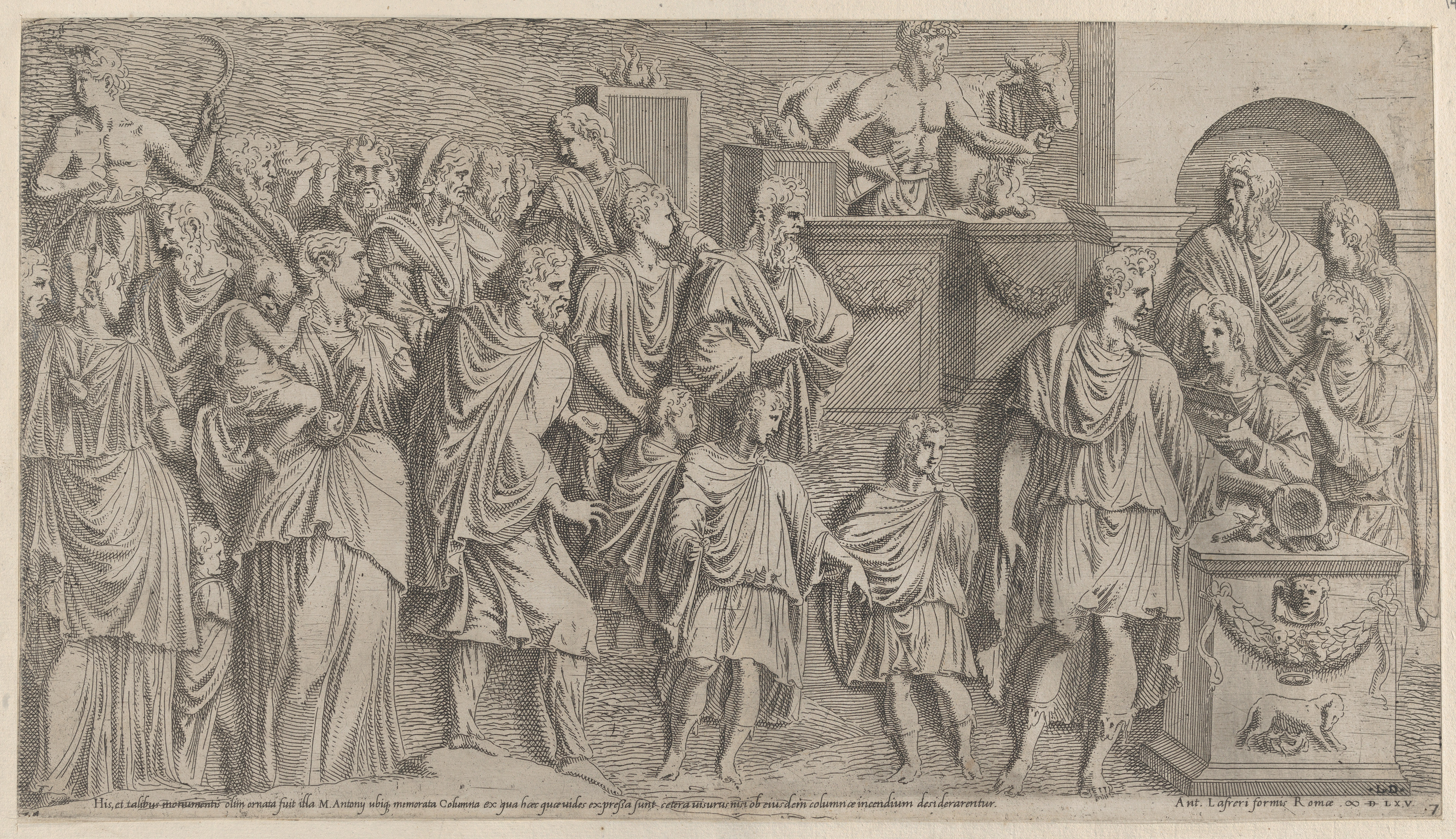 Ancient Roman Ritual Procession Etching