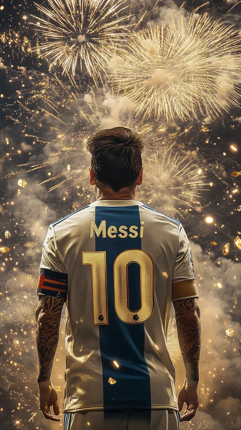 Messi with Golden Celebration Fireworks