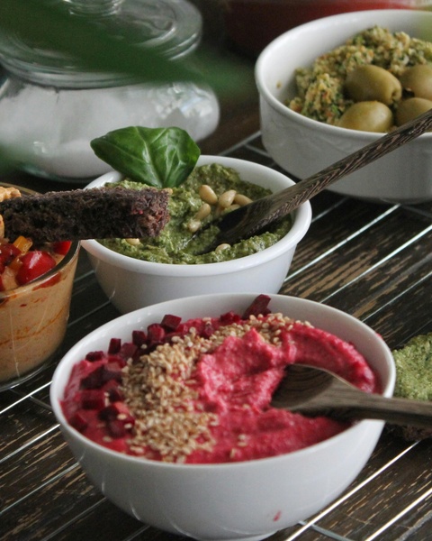 Assorted Homemade Dips in Bowls