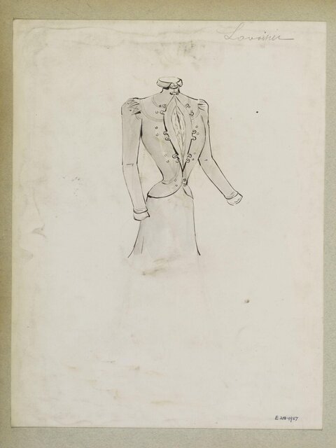 Vintage Dress Back View Fashion Sketch