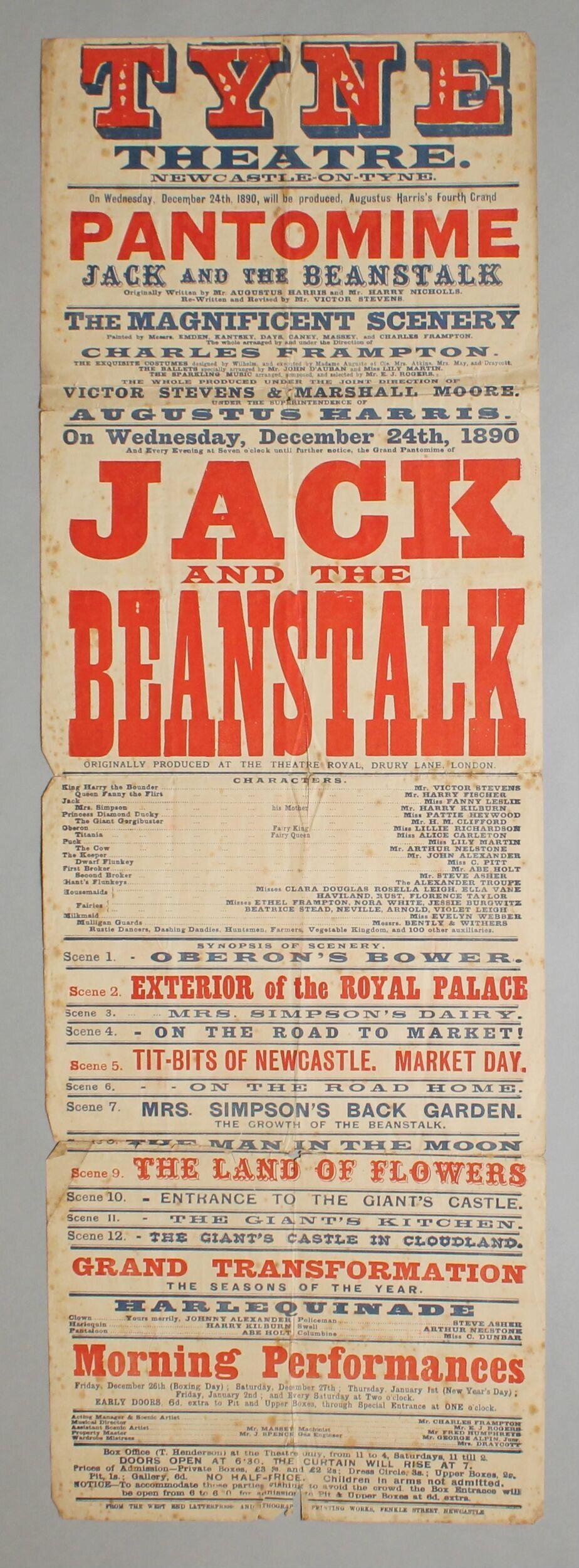 1890 Jack and the Beanstalk Theatre Poster