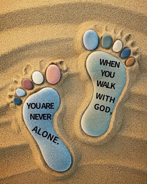 Footprints in Sand Inspirational Faith Message