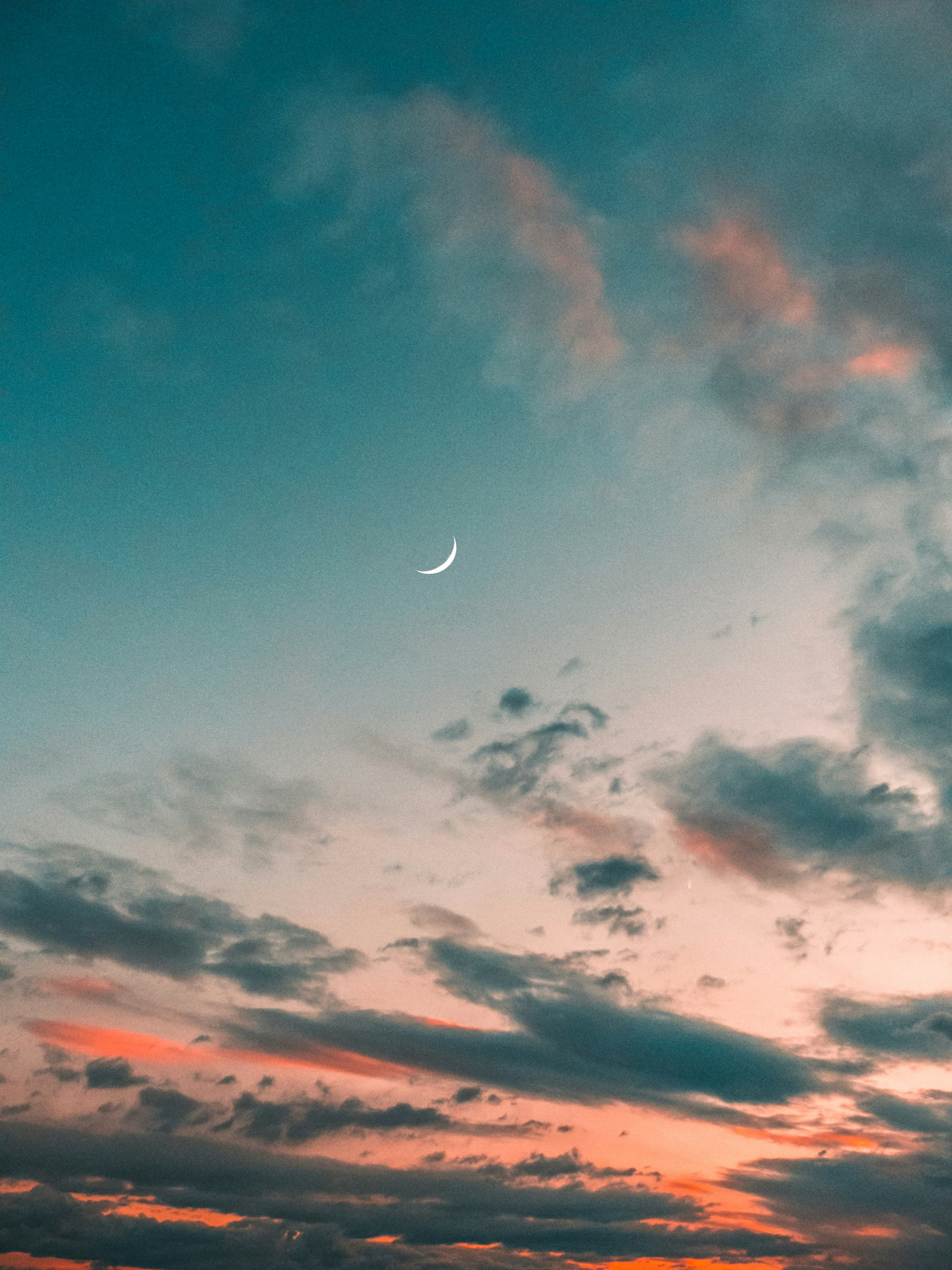 Crescent Moon Over Dusk Sky