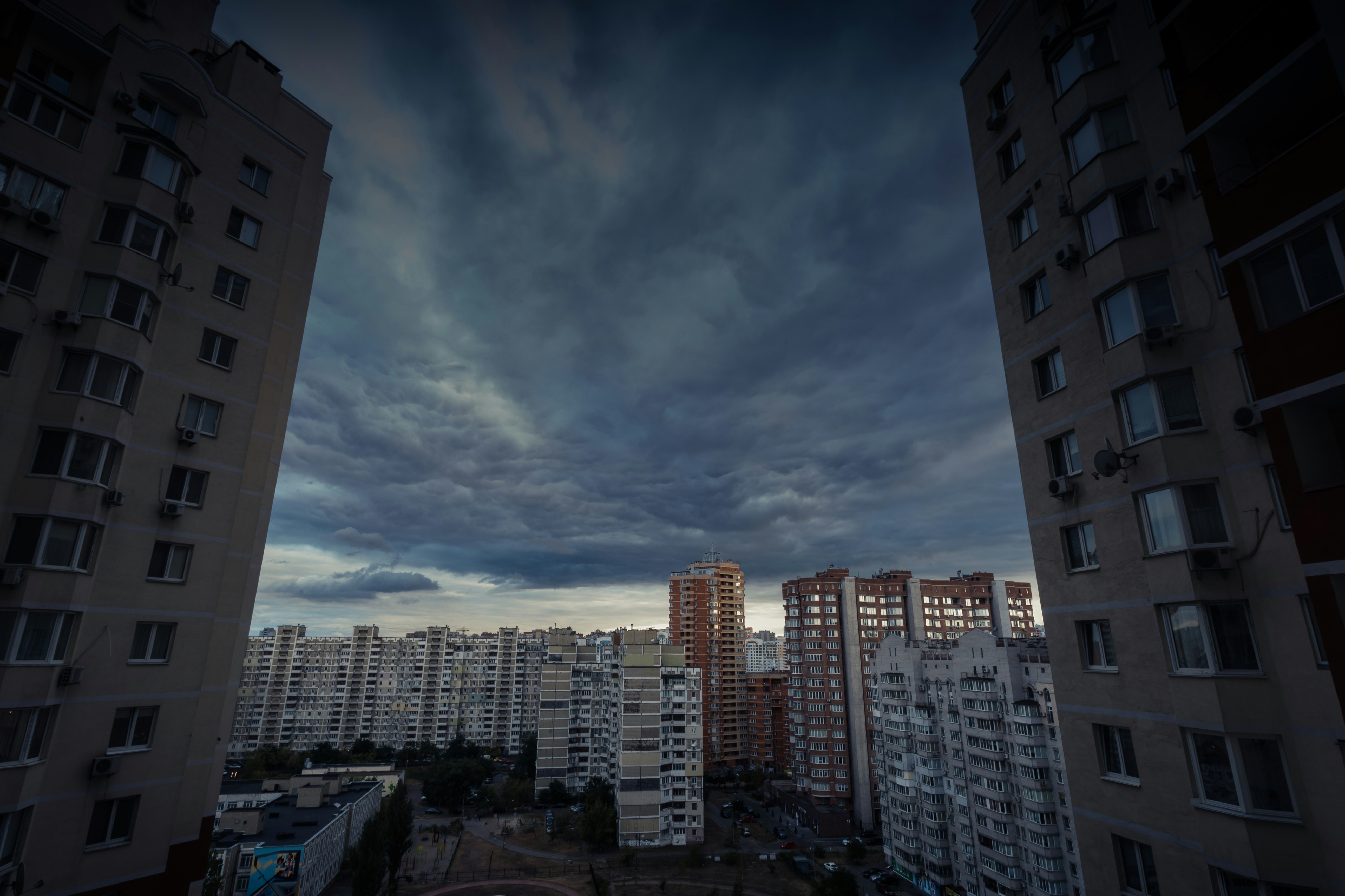 Storm Clouds Over Urban Residential Area