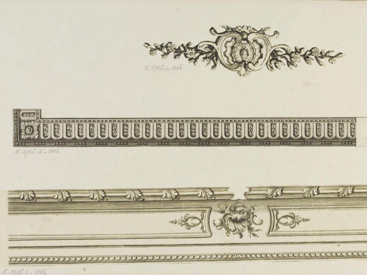 Three Antique Decorative Ornament Engravings