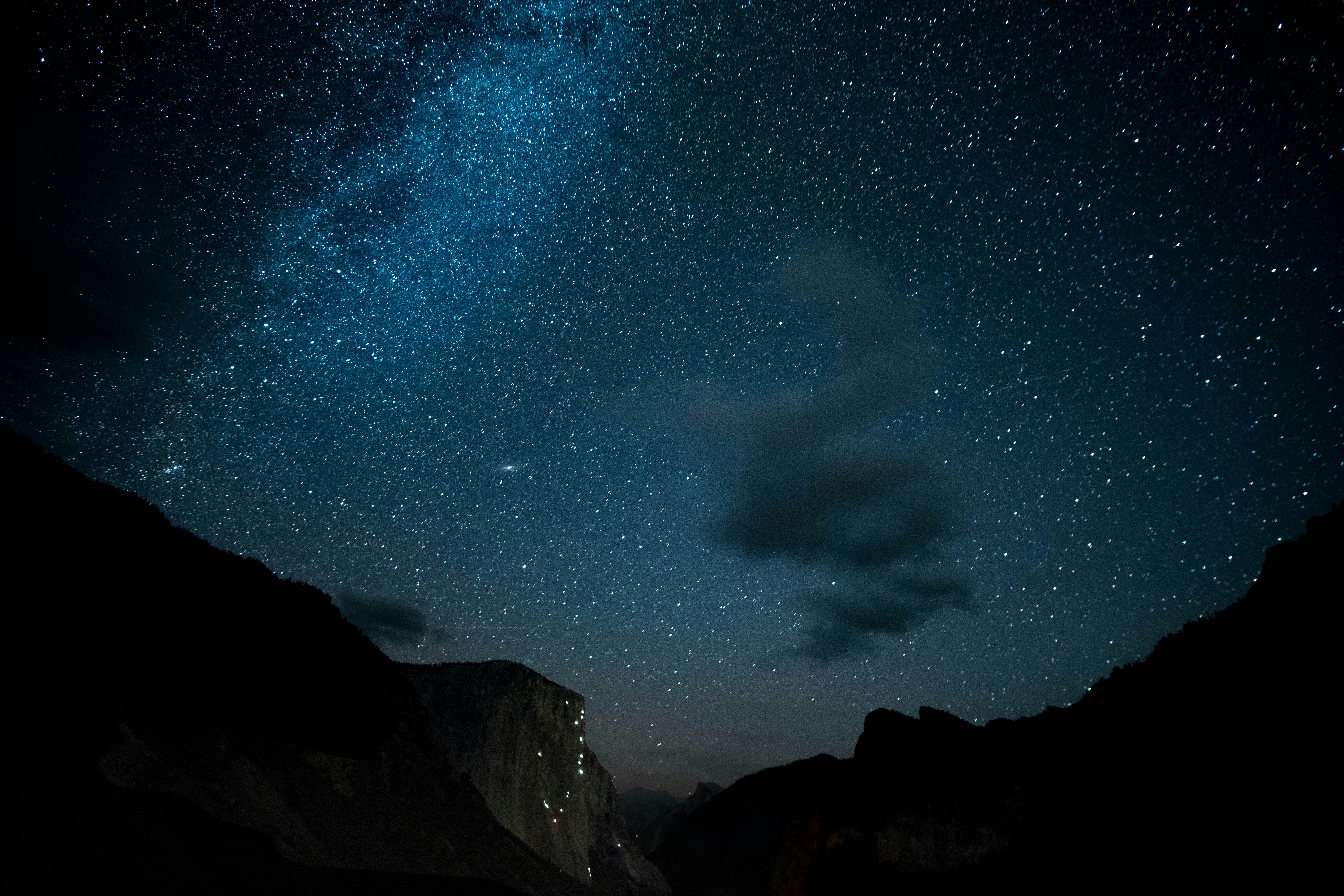 Starry Night Sky Over Mountain Valley