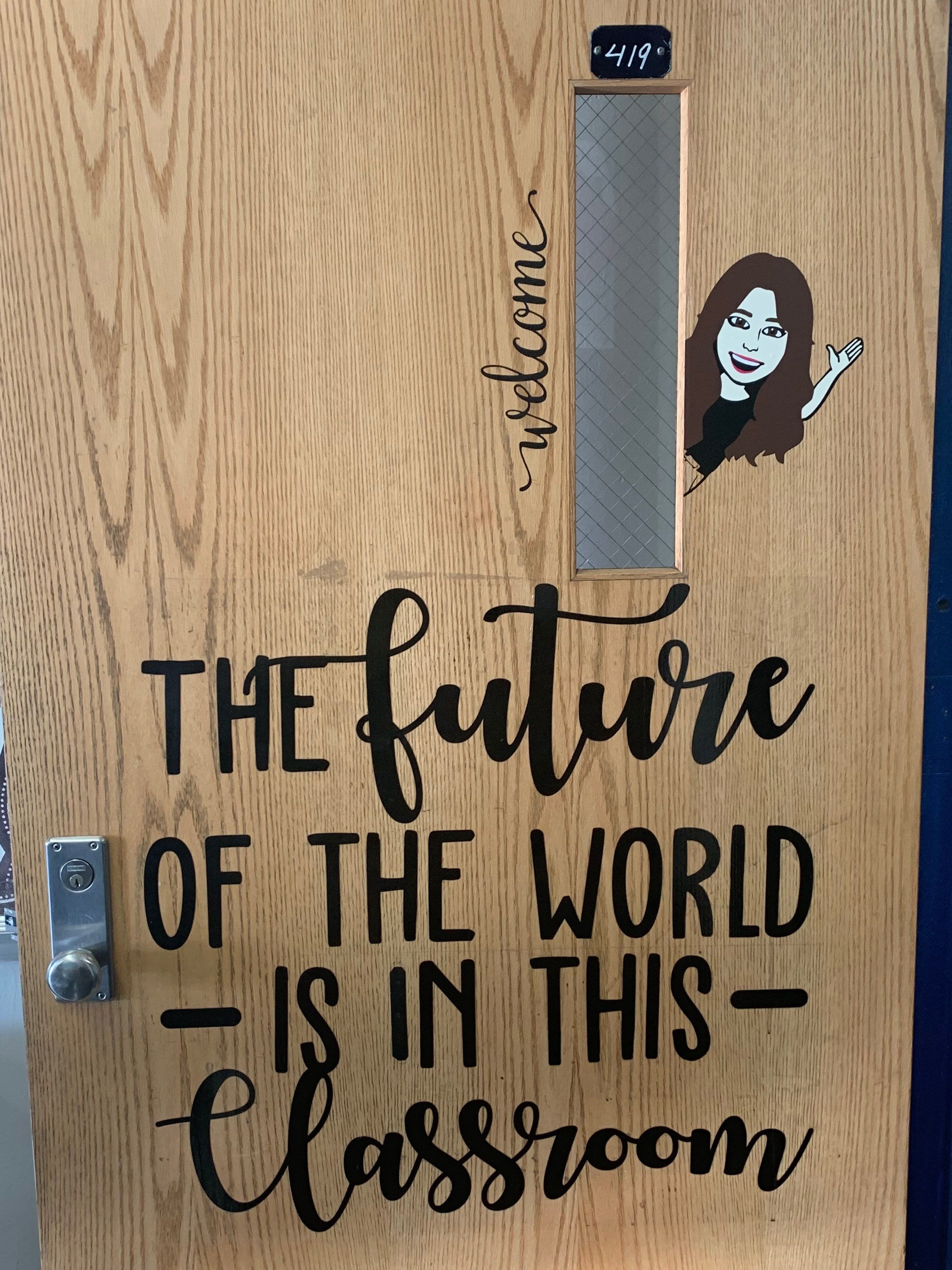 Classroom Door With Inspirational Quote