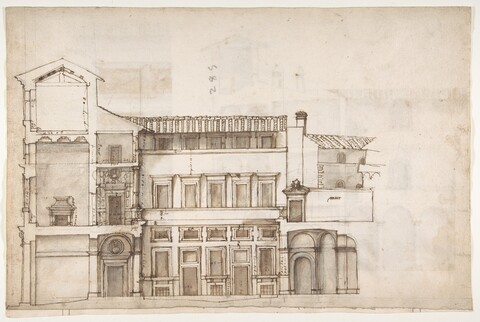 Hand-drawn Architectural Building Section Drawing