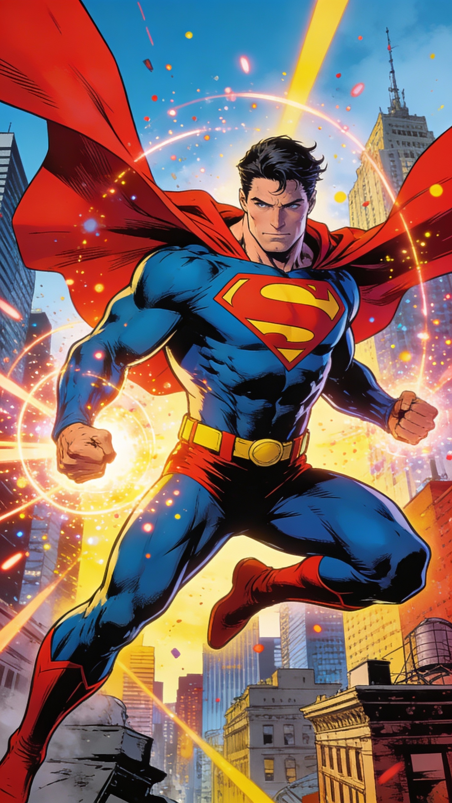 Superman Flying Over Metropolis