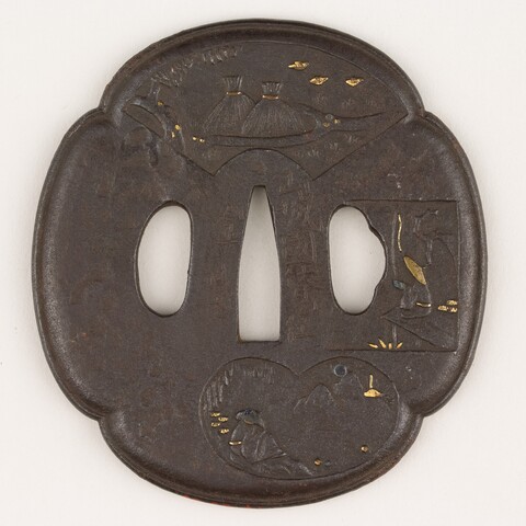 Iron Inlaid Japanese Sword Guard