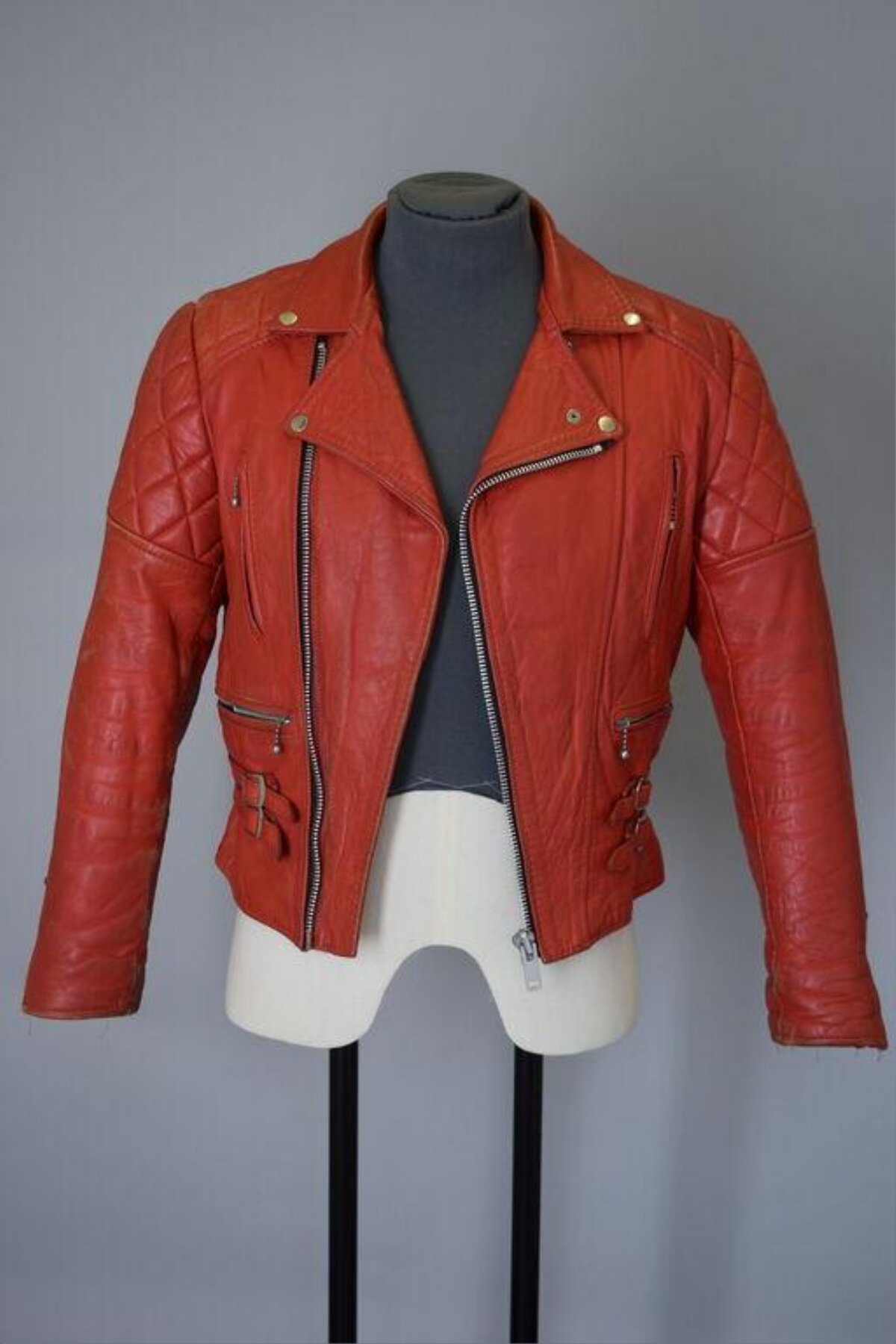 Red Leather Biker Jacket