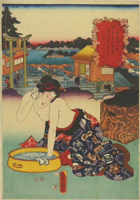 Japanese Ukiyo-e Bathing Beauty