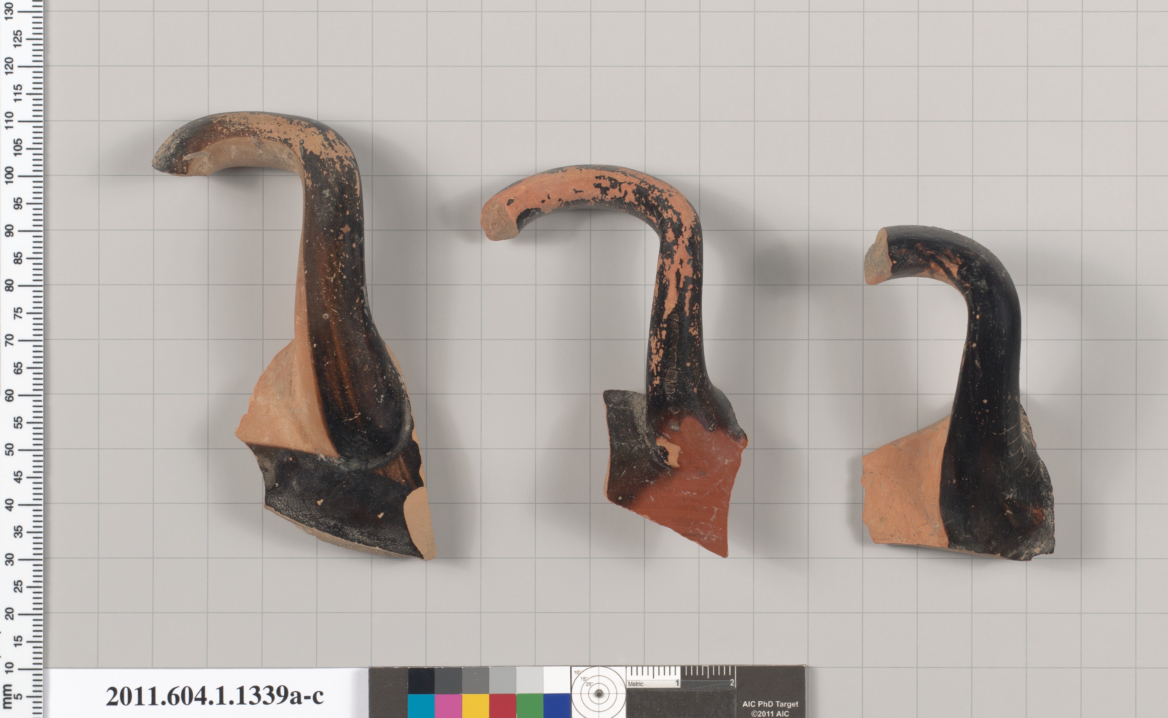 Three Ancient Pot Handle Fragments