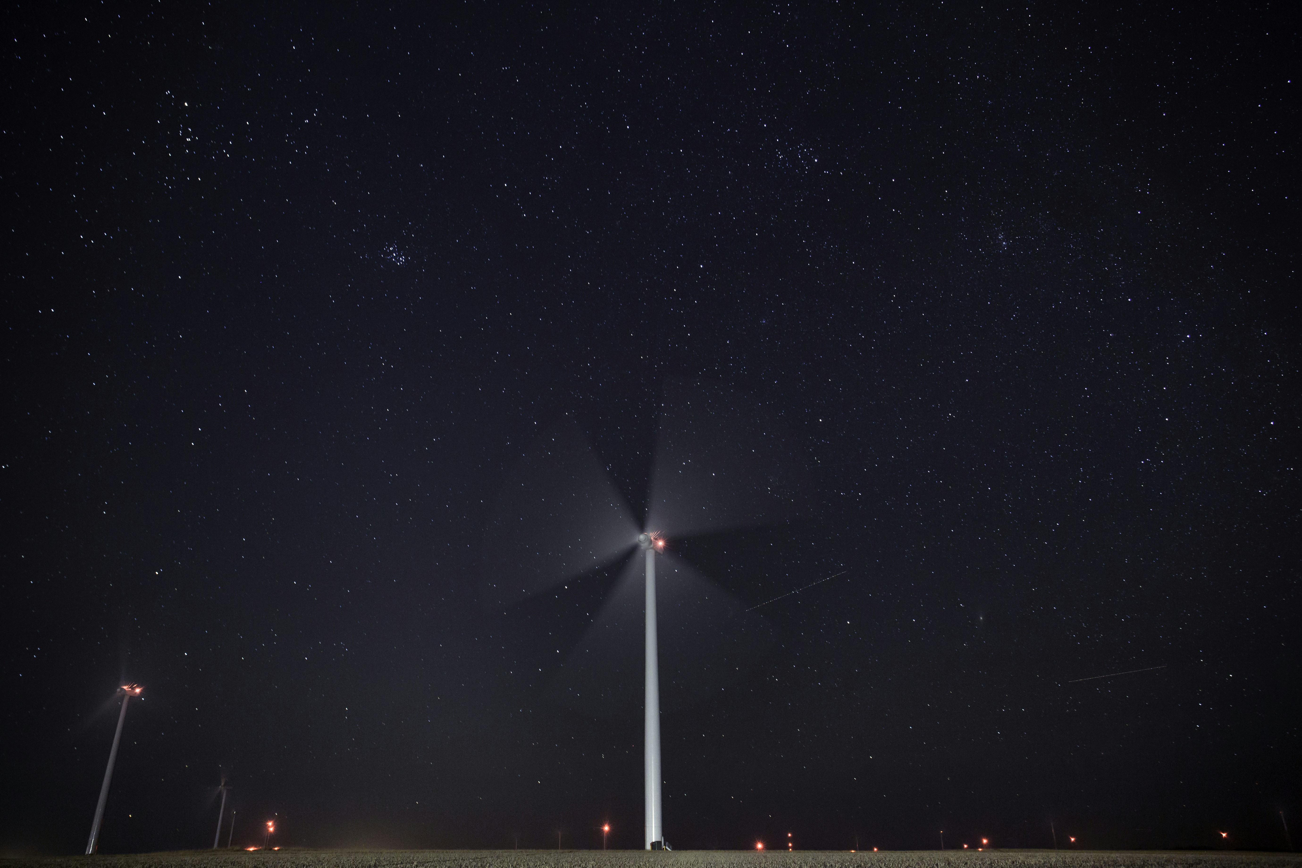 Starry Night Over Wind Farm