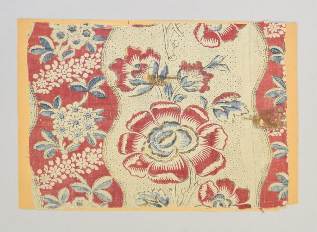 Antique Floral Printed Textile Fragment