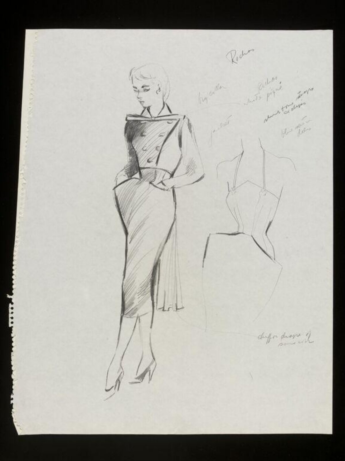 Vintage Fashion Pencil Sketch