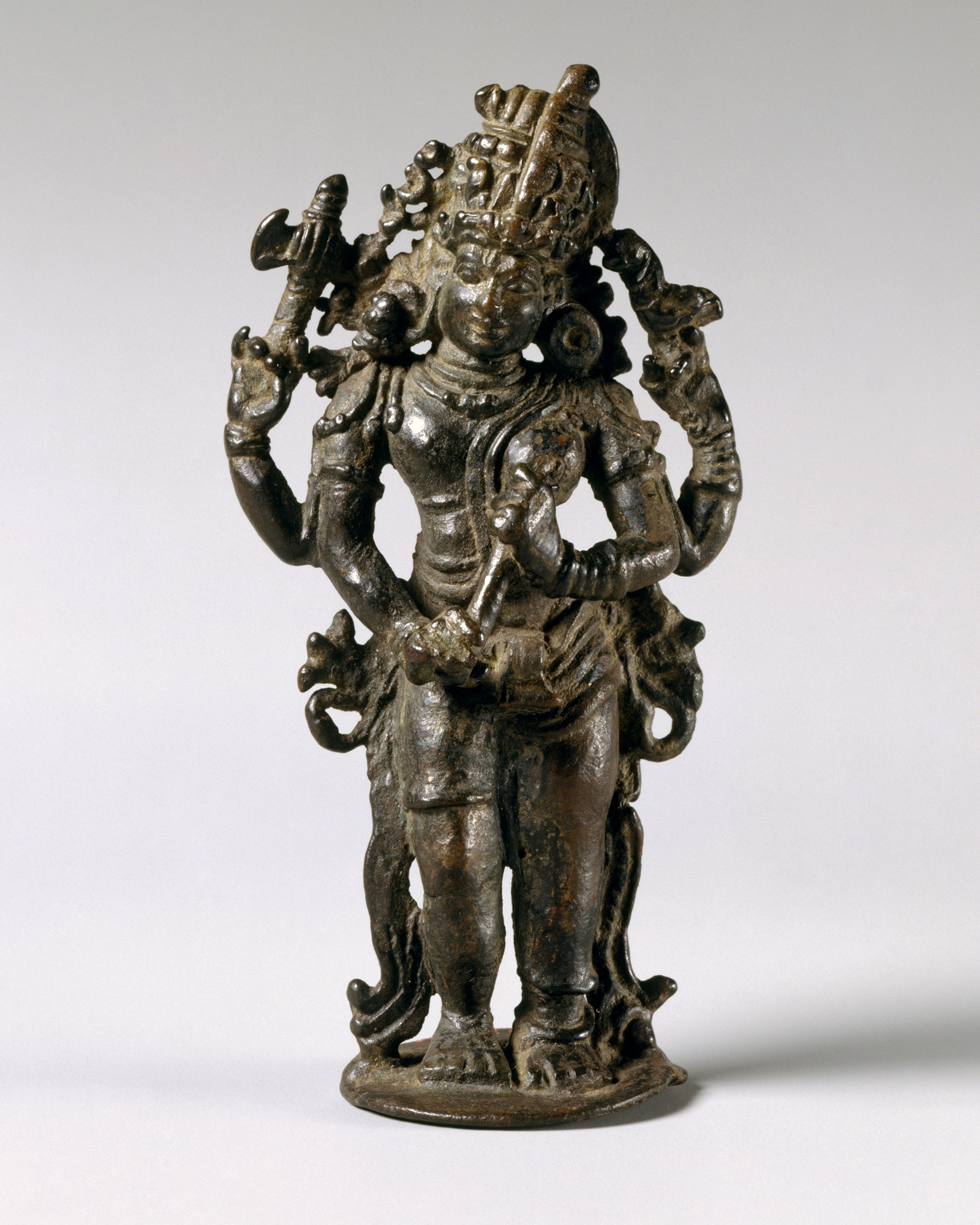 Bronze Four-Armed Hindu Deity Statuette