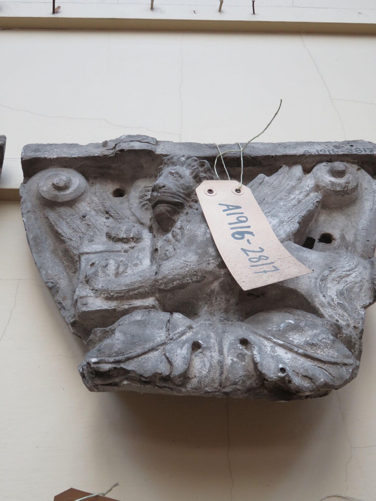 Ancient Carved Winged Lion Stone Capital